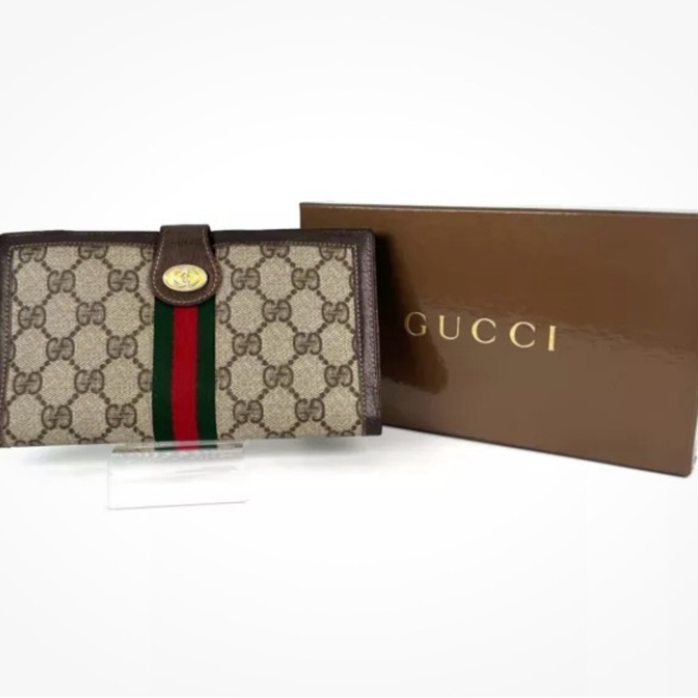 Authentic Gucci long wallet purse Sherry GG. Supreme Brown. Come with Box